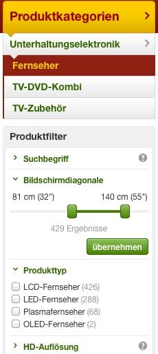 Produktfilter einfacher bedienen