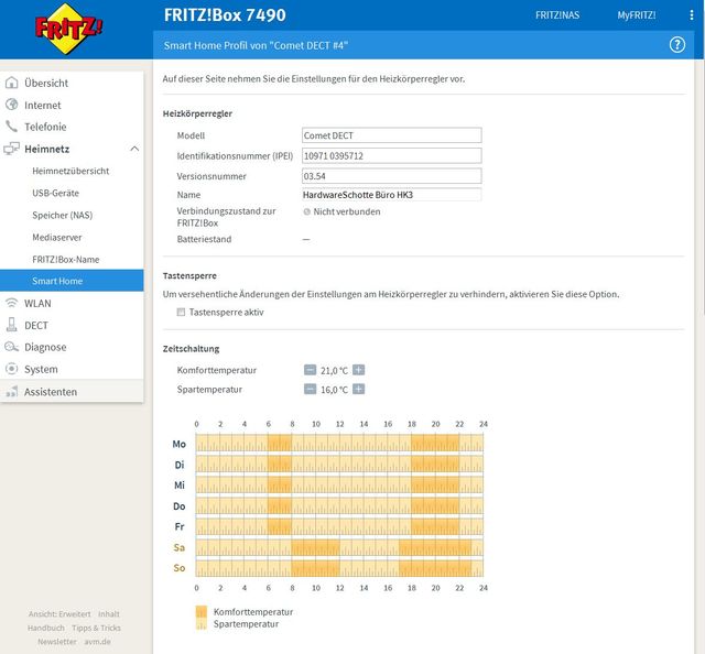 Comet-DECT Steuerung im Fritzbox Men